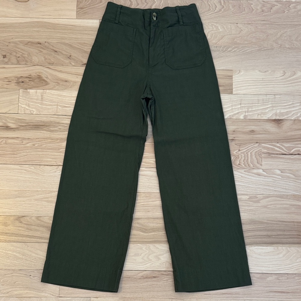 Maeve Colette Dark Green Wide-Leg Pants